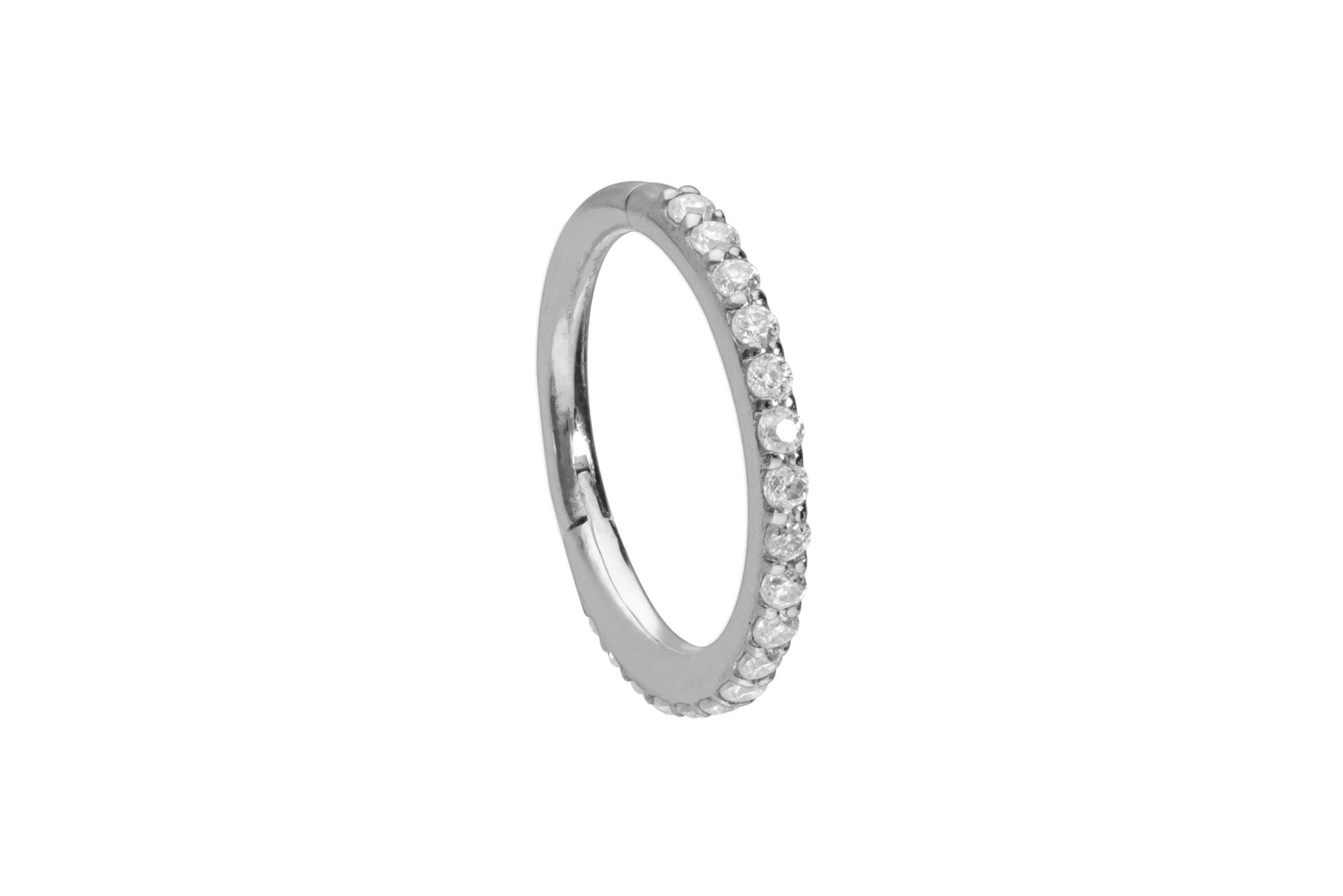 14/18 Karat Gold Segmentring Clicker Piercing EINGEFASSTE MOISSANITE